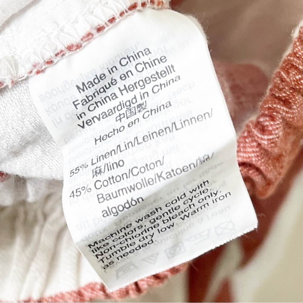 Madewell Linen Huston Pull-On Crop Pants in Bold Stripe Size Small - Picture 7 of 7